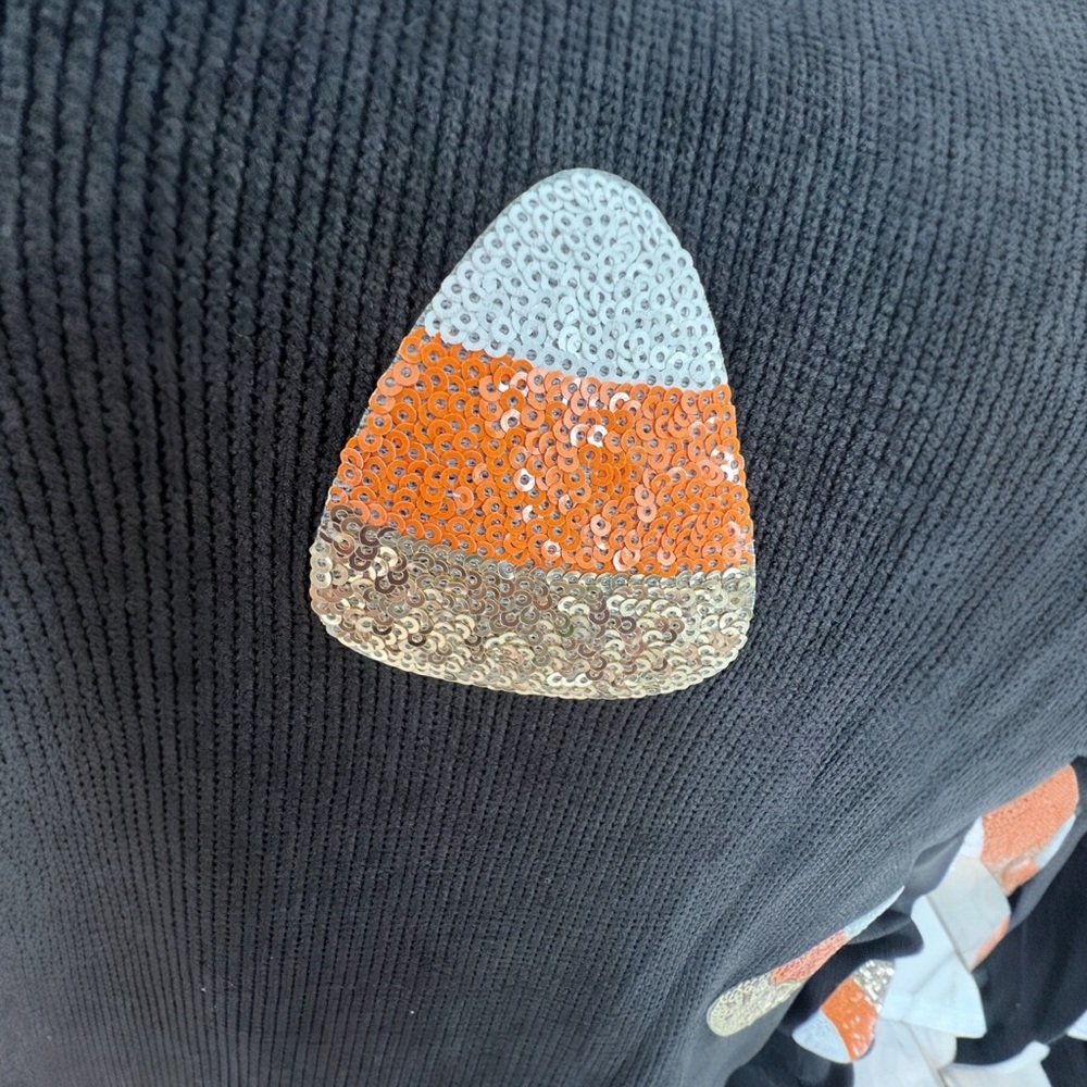 POODIT Cutest sequin candy corn oversized pullover S M L XL 2XL - Picture 6 of 9